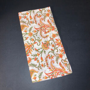 Pottery Barn Table Linen napkin One Size White Orange Paisley replacement